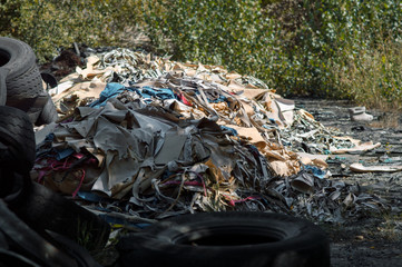 recycling old car tires landfill rubber waste dump