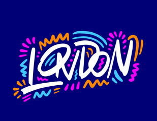 London Handwritten city name.Modern Calligraphy Hand Lettering for Printing,background ,logo, for posters, invitations, cards, etc. Typography vector.