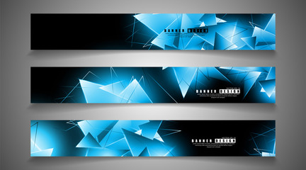 Fototapeta premium banner collection. abstract background with luminous blue triangles that overlap . isolated black background. vector illustration of eps 10