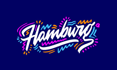 Hamburg Handwritten city name.Modern Calligraphy Hand Lettering for Printing,background ,logo, for posters, invitations, cards, etc. Typography vector.