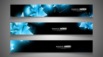 banner collection. abstract background with luminous blue triangles   that overlap . isolated black background. vector illustration of eps 10
