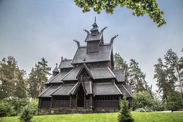 Stave church in Oslo Folkemuseum in Norway