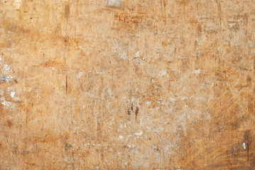 Texture of old wooden board. Dirty and scratched plywood.