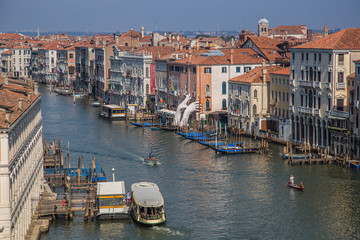 Views of streets and canals in Venice Italy