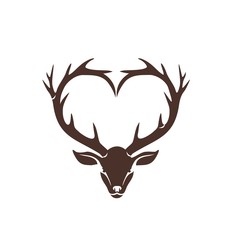 Heart shaped deer head with horns