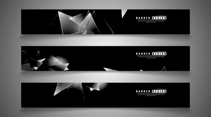 banner collection. abstract background with luminous triangles   that overlap . isolated black background. vector illustration of eps 10