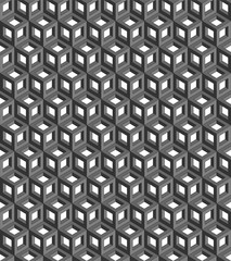 Seamless geometric pattern formed of gray cubes. 3D imitation. Swatch is included in vector file. 