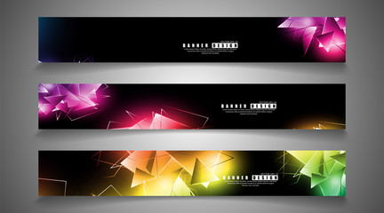 Fototapeta premium banner collection. abstract background with luminous triangles that overlap. isolated black background. vector illustration of eps 10
