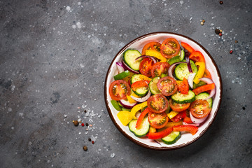 Summer fresh vegetable salad top view.