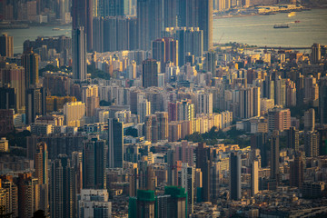 Hong Kong, China - August, 2019: Hong Kong city scape, modern building skyscraper in Hong Kong