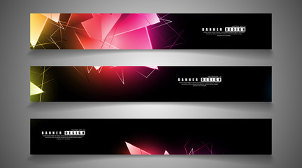 Fototapeta premium banner collection. abstract background with luminous triangles that overlap. isolated black background. vector illustration of eps 10