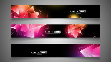 Fototapeta premium banner collection. abstract background with luminous triangles that overlap. isolated black background. vector illustration of eps 10