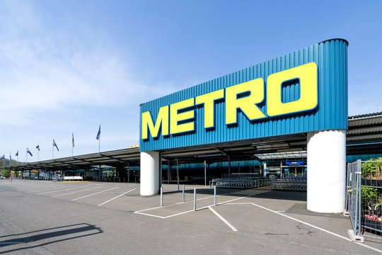 SIEGEN, GERMANY - April 22, 2018: Entrance of a Metro cash & carry market. Metro cash & carry is the largest sales division of the German trade and retail giant Metro AG.