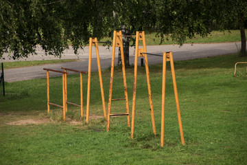 Soviet yellow horizontal bars and bars on the field