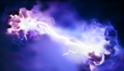 Electric storm. Clouds. Light effects. Electrical energy. Vector illustration.