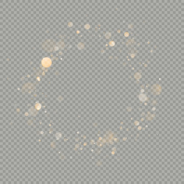 Effect of bokeh rins circles isolated on transparent background. Christmas glowing warm orange glitter element that can be used. EPS 10