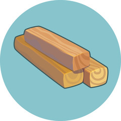 Three wooden planks vector icon. Wooden planks.