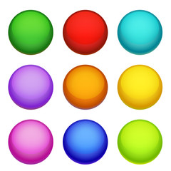 Set of colorful glossy spheres isolated. Vector collection.