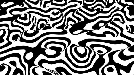 Black and white abstract wave. Optical illusion. Twisted vector illustration.