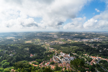 Sintra city view from Moorish Castle in Portugal.