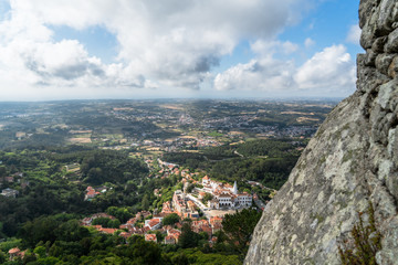 Sintra city view from Moorish Castle in Portugal.