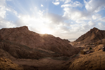 mountains and rock formations in the sinai desert 