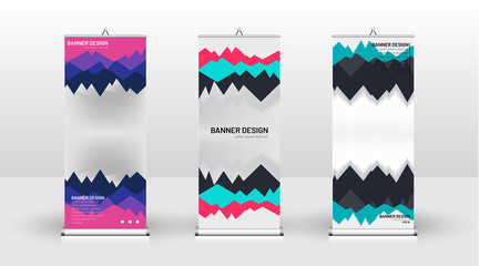 Vertical banner template design. can be used for brochures, covers, publications, etc. futuristic background patterns geometric concepts, colorful creative designs