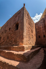 Debre Sina-Mikael an underground Orthodox monolith rock-cut church located in Lalibela, Ethiopia. UNESCO World Heritage Site at Lalibela