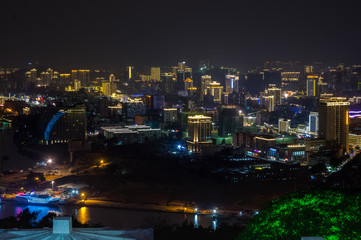 Obraz na płótnie Canvas night view of the city of Sanya from the observation deck. The deer turned the head of the island of Hainan. China
