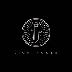 light house logo design vector template.beacon symbol illustration