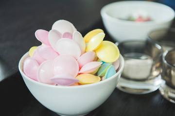 Bowl of colorful candy sweets