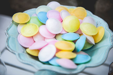 Plate of colorful candy ufo's