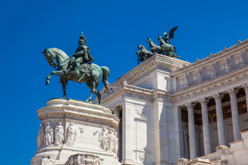 Fototapeta premium Detail of the statues of The Vittorio Emanuele II Monument also called Altare della Patria a monument built in honor of Victor Emmanuel II the first king of a unified Italy