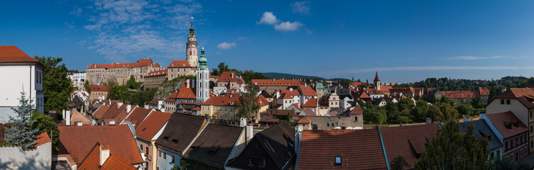 Fototapeta premium Panoroma city view from Seminární zahrada, Český Krumlov, Czech Republic.