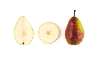 Seamless pattern with sweet pear. Food collage, white background. Slicing.