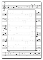 Music Invitation. Fictional note- writing with frame and space for your text. Vector.