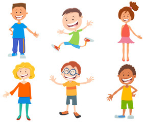 cartoon happy kids ant teen characters set