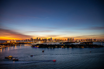 Fototapeta premium Aerial View to Miami at Sunset