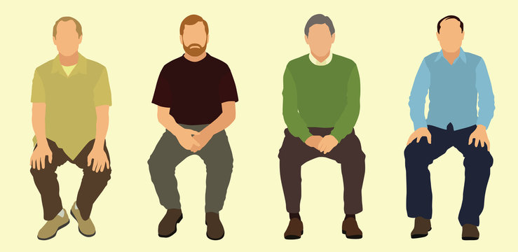 Middle-aged Men Sitting Down