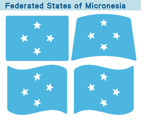 「ミクロネシア連邦の国旗」4個の形のアイコンデザイン