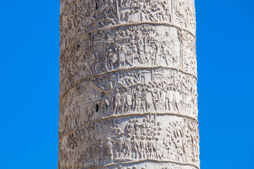 Detail of the Roman triumphal column of Trajan built on the year 107 AD