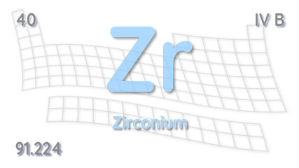 Zirconium chemical element  physics and chemistry illustration backdrop