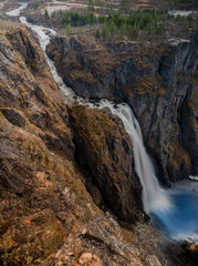 Overview over Voeringsfossen (Vøringsfossen) in Norway. The largest waterfall in Norway
