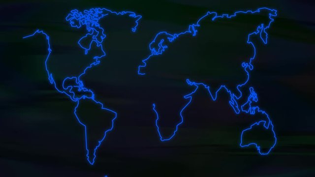 Mappamondo che si illumina con luce neon azzurra