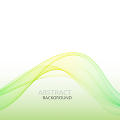  Abstract background. Movement of green-yellow elegant wave lines, design element. Brochure Template