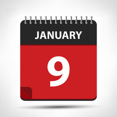 January 9 - Calendar Icon - Calendar design template