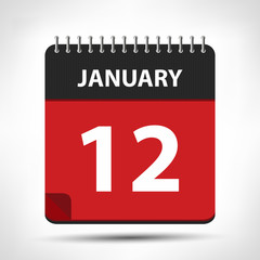 January 12 - Calendar Icon - Calendar design template