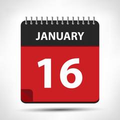 January 16 - Calendar Icon - Calendar design template