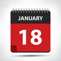 January 18 - Calendar Icon - Calendar design template