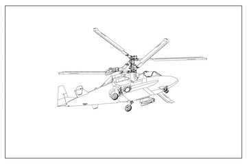 3D illustration of a military helicopter.
